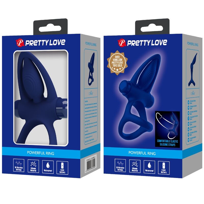 PRETTY LOVE - MAT DOUBLE RING WITH VIBRATION & BLUE STIMULATOR
