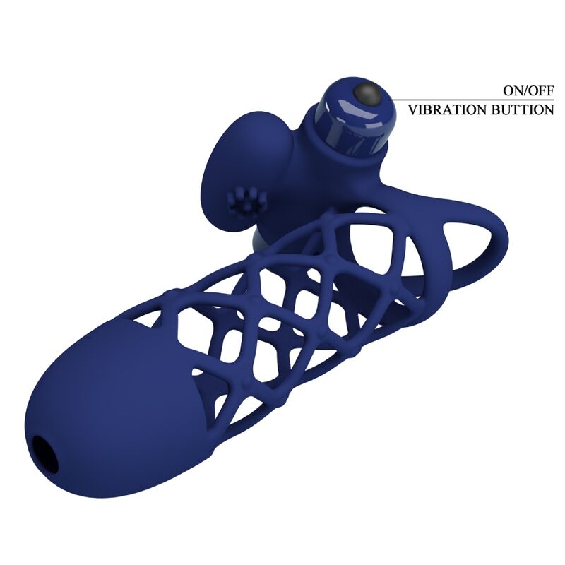 PRETTY LOVE - GIANN VIBRATING RING WITH BLUE SILICONE SLEEVE