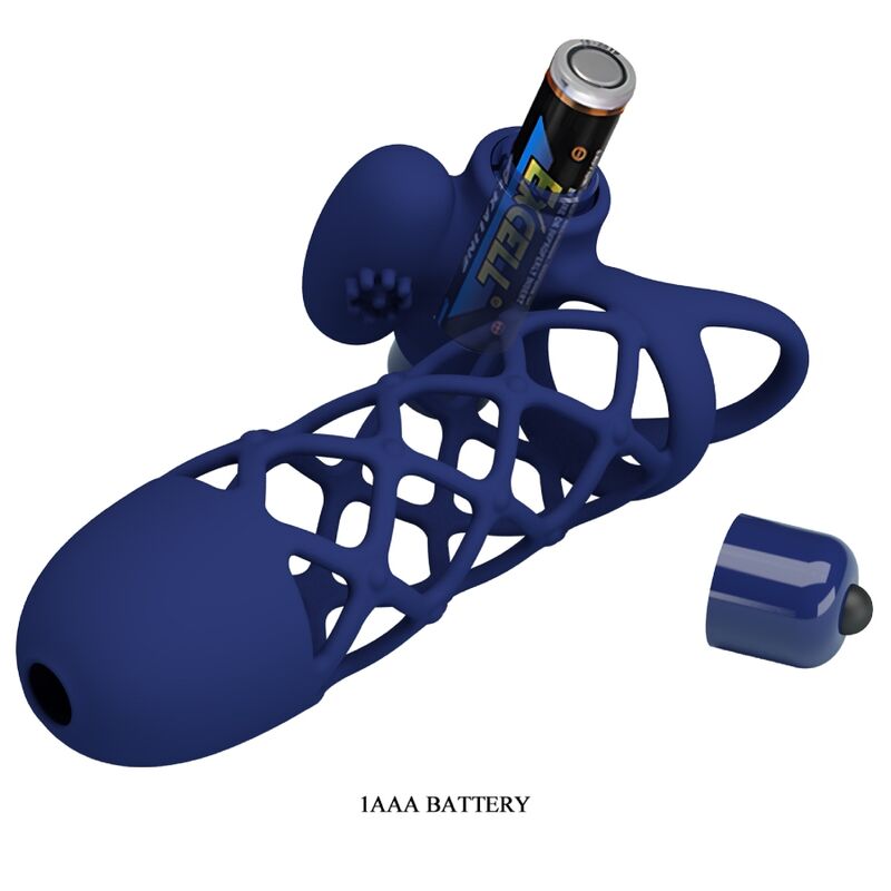 PRETTY LOVE - GIANN VIBRATING RING WITH BLUE SILICONE SLEEVE
