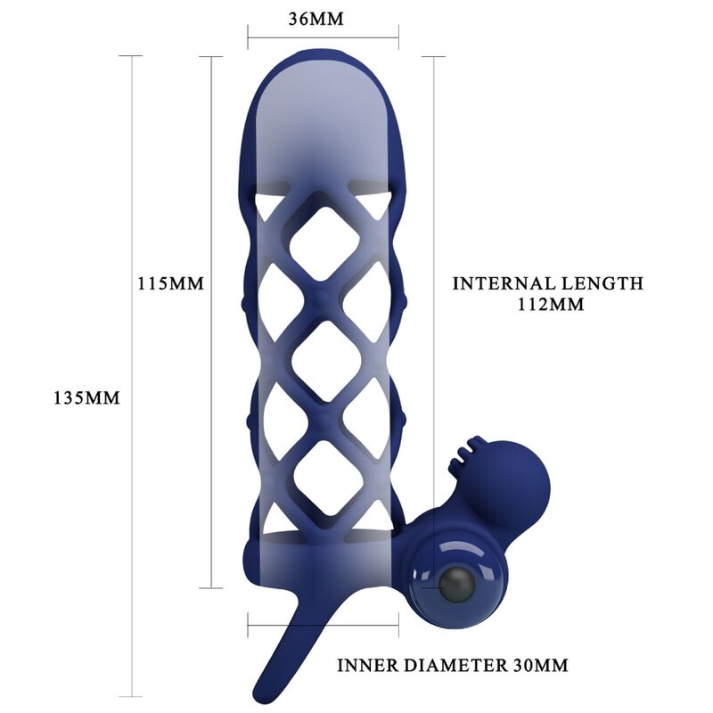PRETTY LOVE - GIANN VIBRATING RING WITH BLUE SILICONE SLEEVE