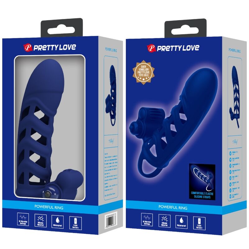 PRETTY LOVE - ALTAF VIBRATING RING WITH BLUE SILICONE SLEEVE