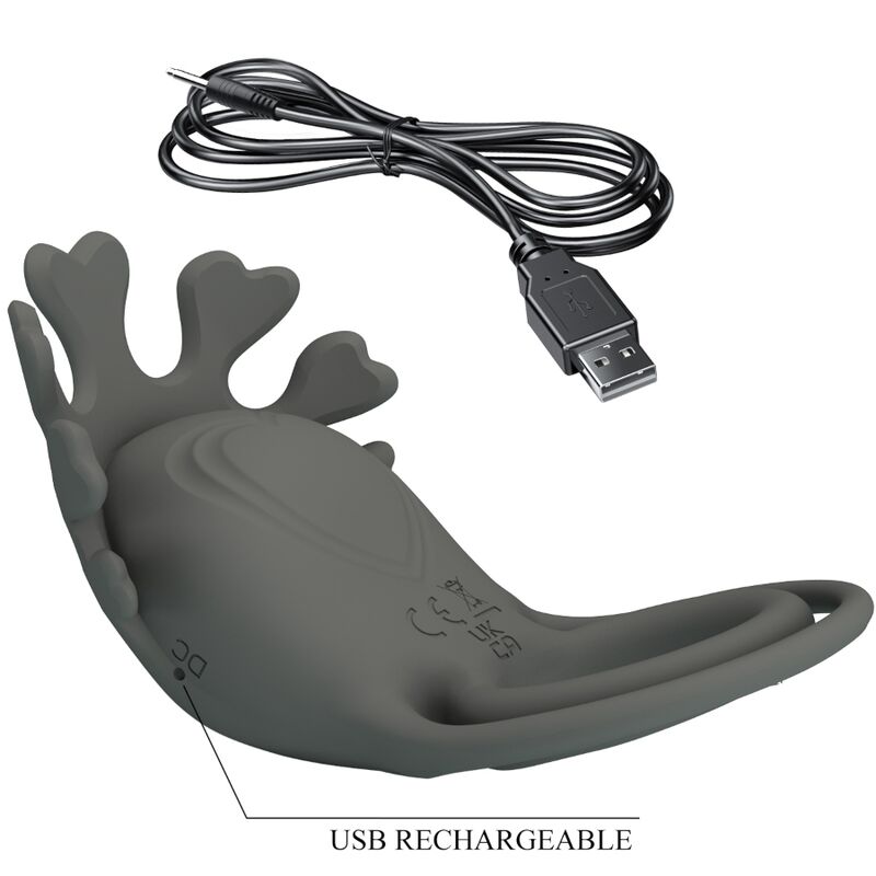PRETTY LOVE - RUBEN DOUBLE VIBRATING RING WITH GREY STIMULATOR