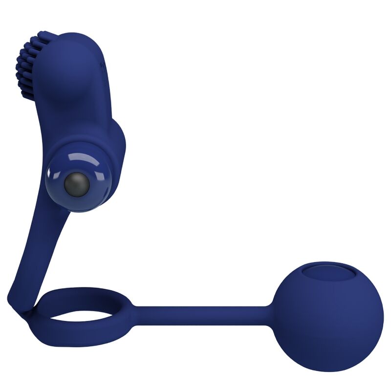 Anillo Vibrador Doble con Plug Azul para Parejas