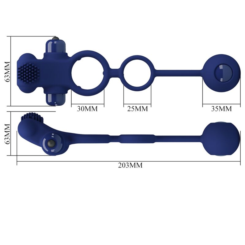 Anillo Vibrador Doble con Plug Azul para Parejas