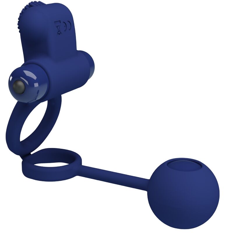 Anillo Vibrador Doble con Plug Azul para Parejas
