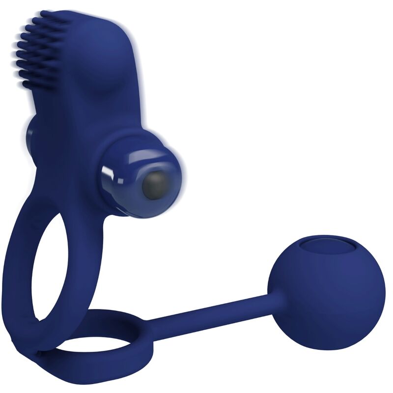 Anillo Vibrador Doble con Plug Azul para Parejas