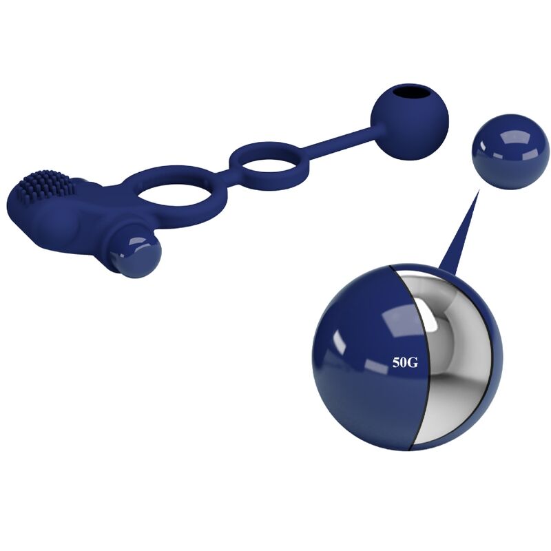 Anillo Vibrador Doble con Plug Azul para Parejas