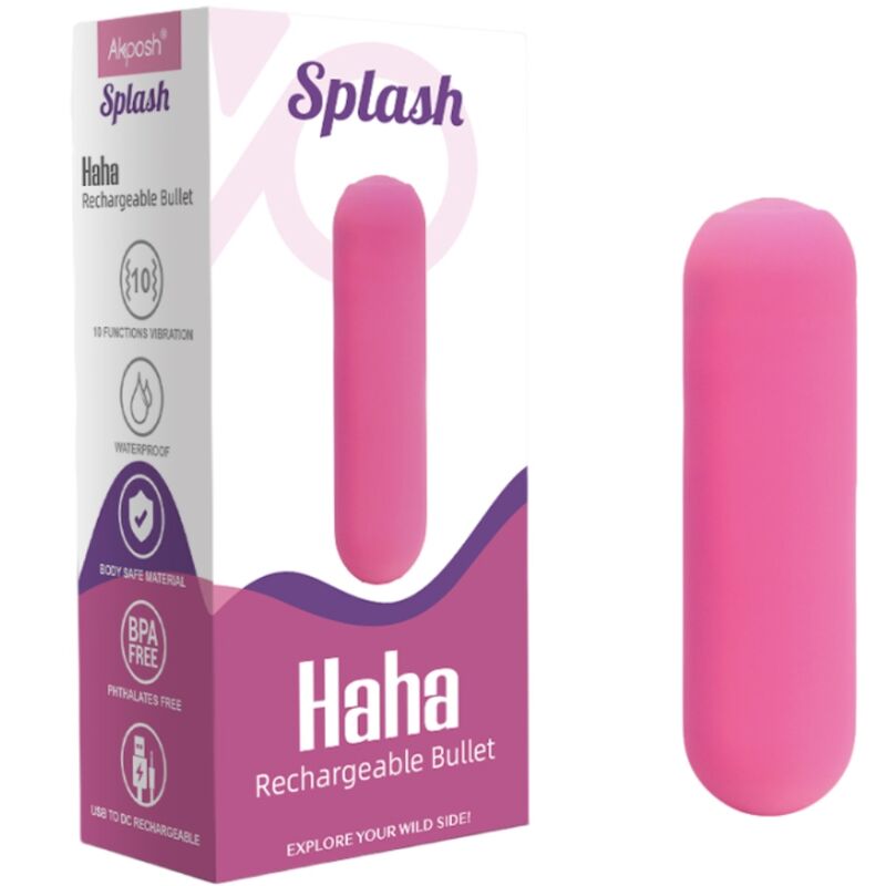 ARMONY - SPLASH HAHA SILICONE VIBRATING BULLET 10 VIBRATIONS 75 X 19 CM PINK