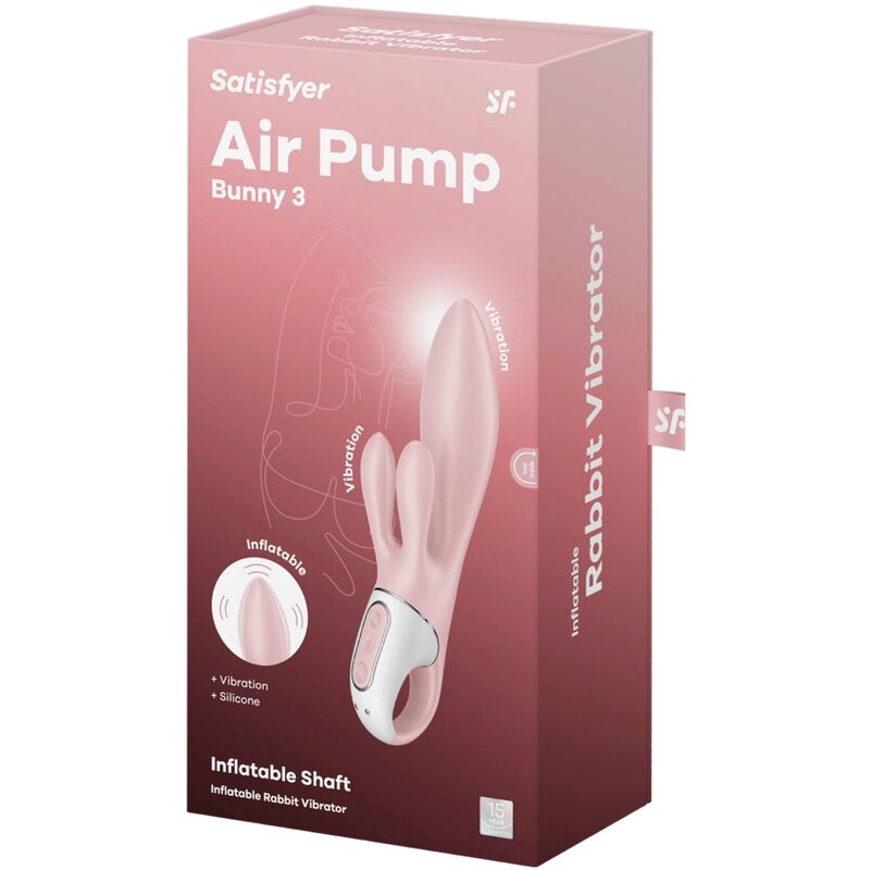 SATISFYER - AIR PUMP BUNNY 3 INFLATABLE VIBRATING RABBIT PINK
