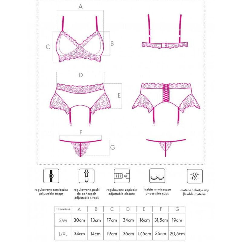 LIVCO CORSETTI FASHION - SOUTIEN-GORGE + CULOTTE + PORTE-JARRETELLES NAHIR LC 20214 S/M