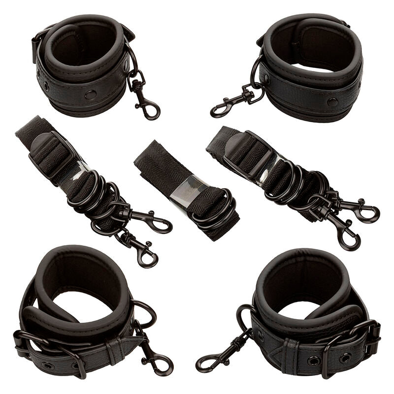 CALEXOTICS - NOCTURNAL BED RESTRAINTS ADJUSTABLE BLACK LEATHER