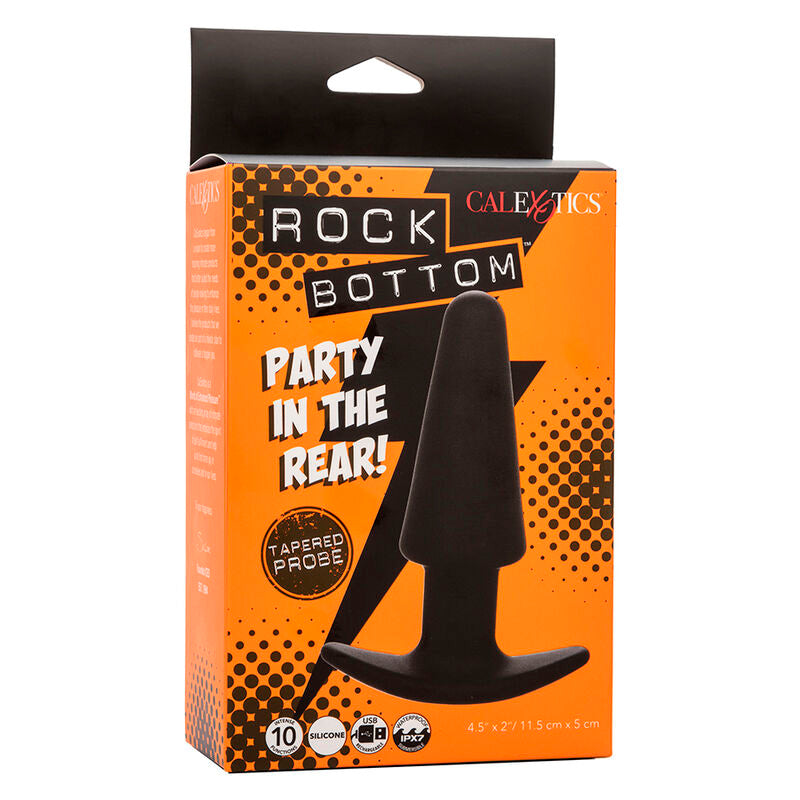 CALEXOTICS - ROCK BOTTOM CONICAL ANAL PLUG 10 VIBRATIONS BLACK SILICONE