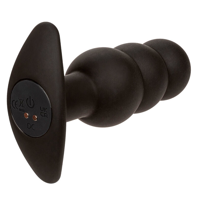 CALEXOTICS - ROCK BOTTOM ANAL PLUG WITH BEADS 10 VIBRATIONS BLACK SILICONE