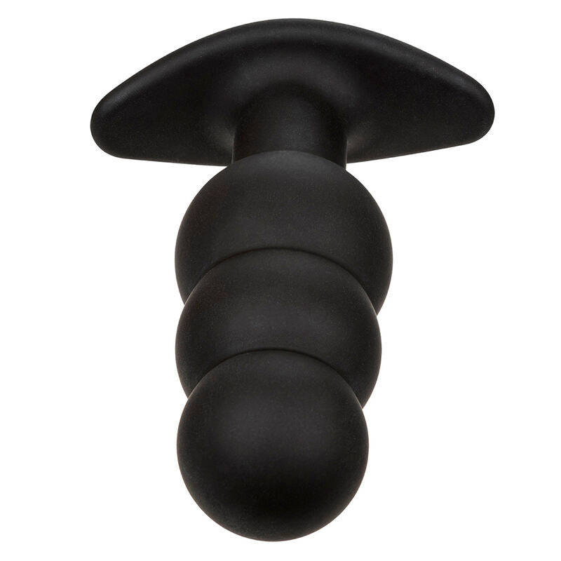 CALEXOTICS - ROCK BOTTOM ANAL PLUG WITH BEADS 10 VIBRATIONS BLACK SILICONE