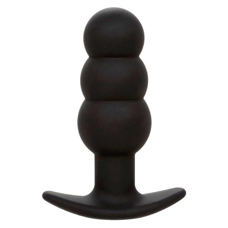 CALEXOTICS - ROCK BOTTOM ANAL PLUG WITH BEADS 10 VIBRATIONS BLACK SILICONE