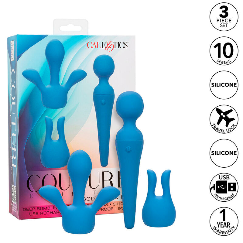 CALEXOTICS - COUTURE KIT VIBRATING WAND 10 VIBRATIONS BLUE