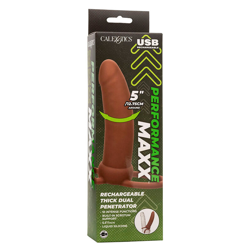 CALEXOTICS - MAXX DOUBLE PENETRATOR THICK 10 VIBRATIONS MULATTO