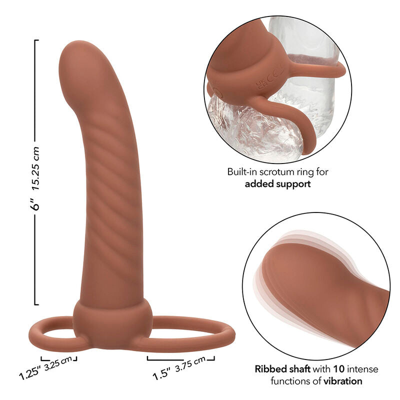 CALEXOTICS - MAXX DOUBLE RIBBED PENETRATOR 10 VIBRATIONS MULATTO