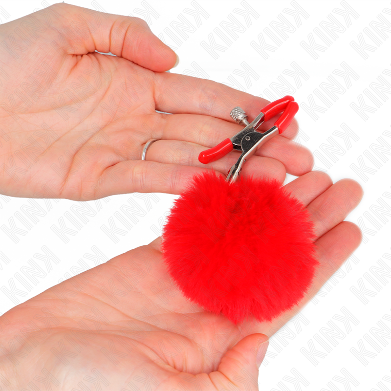 KINK - RED POMPOM NIPPLE CLAMPS 6 CM