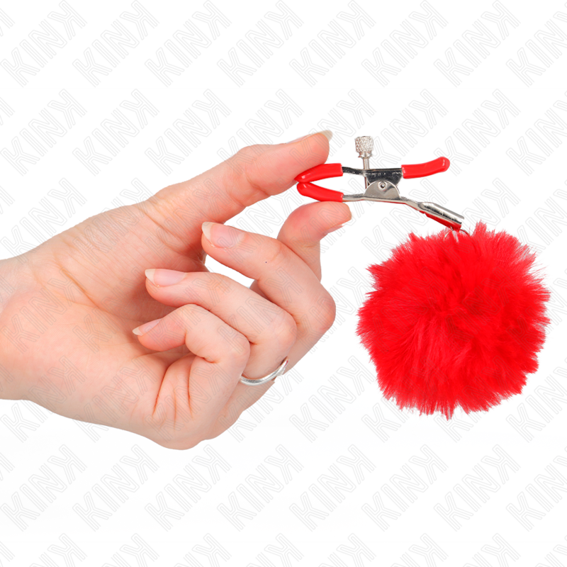 KINK - RED POMPOM NIPPLE CLAMPS 6 CM