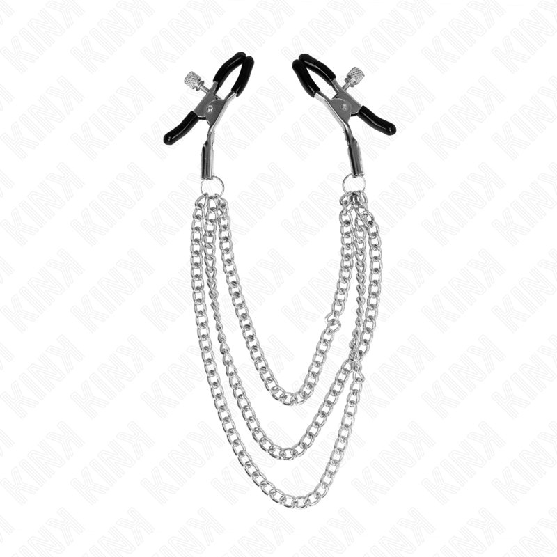 KINK - SILVER TRIPLE CHAIN NIPPLE CLAMPS 20/23/28 CM
