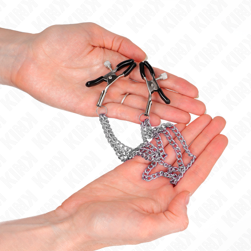 KINK - SILVER TRIPLE CHAIN NIPPLE CLAMPS 20/23/28 CM