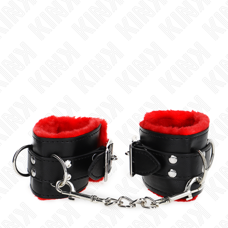 KINK - WRISTBANDS LINED WITH RED SQUARE HOLES AND ADJUSTABLE BLACK STRAP 17-29 CM X 6 CM