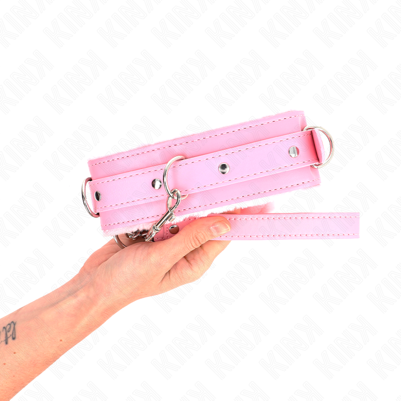 KINK - 65 CM PINK LEASH COLLAR WITH RESTRAINTS ADJUSTABLE 36-42 CM X 5.5 CM