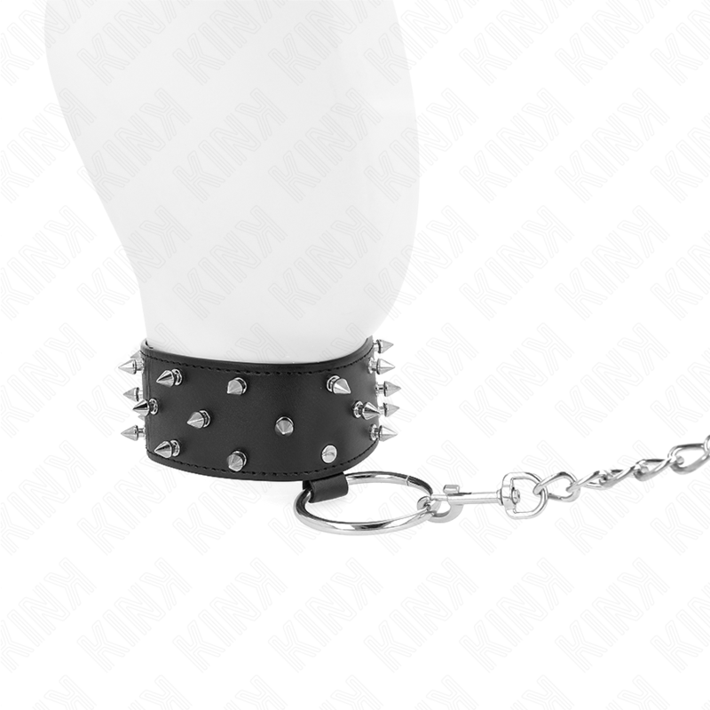 KINK - 65 CM SILVER STUDDED STRAP COLLAR MODEL 5 ADJUSTABLE 36-43 CM X 5 CM