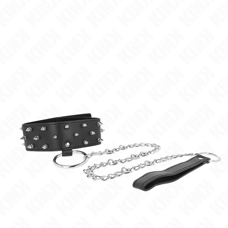KINK - 65 CM SILVER STUDDED STRAP COLLAR MODEL 5 ADJUSTABLE 36-43 CM X 5 CM
