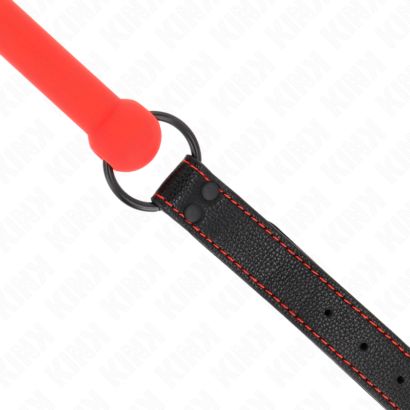 KINK - BONE SHAPED GAG WITH ADJUSTABLE RED LEATHERETTE STRAP 41-57 CM