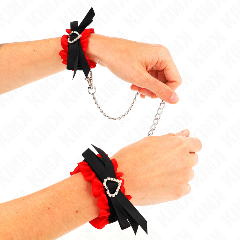 KINK - ELASTIC LACE WRISTBANDS WITH RED HEART DETAIL ADJUSTABLE 22-35 CM