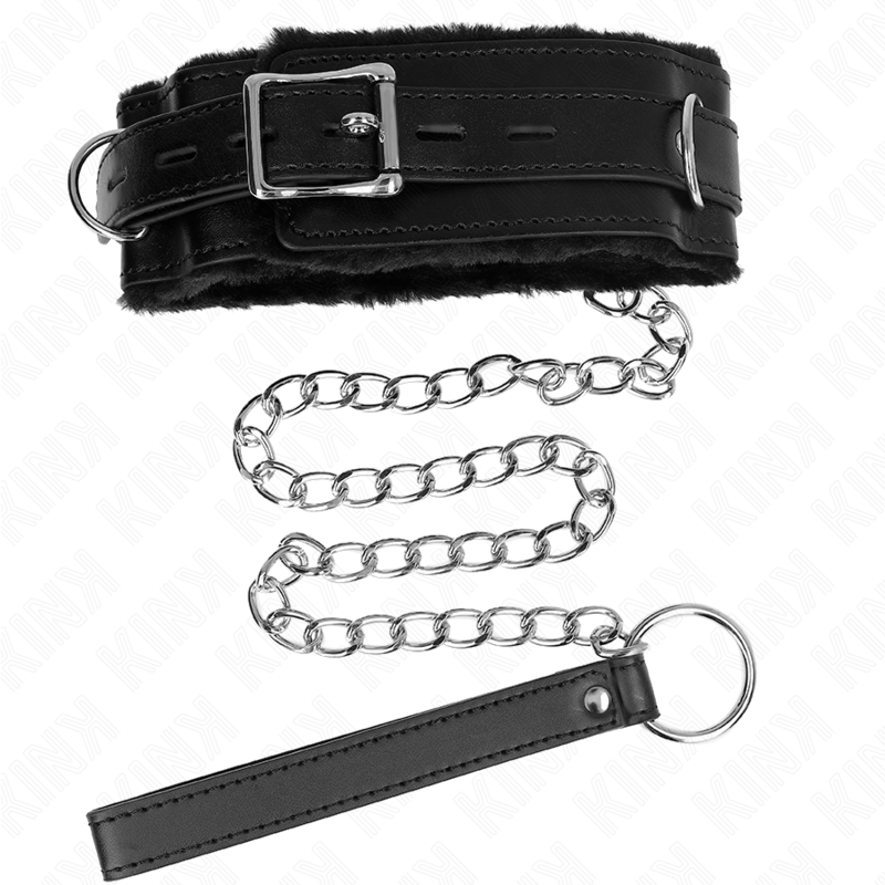 KINK - 65 CM BLACK ADJUSTABLE COLLAR WITH LEASH AND RESTRAINTS 36-42 CM X 5.5 CM