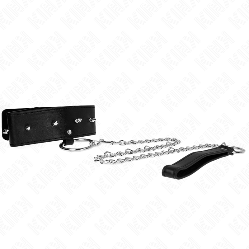 KINK - 65 CM SILVER STUDDED LEASH COLLAR MODEL 2 ADJUSTABLE 36-43 CM X 5 CM