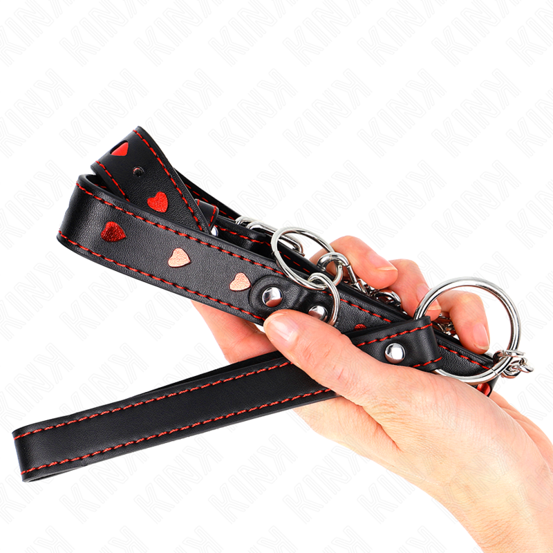 KINK - COLLAR WITH LEASH 65 CM HEART DETAILS 52.5 X 2.5 CM