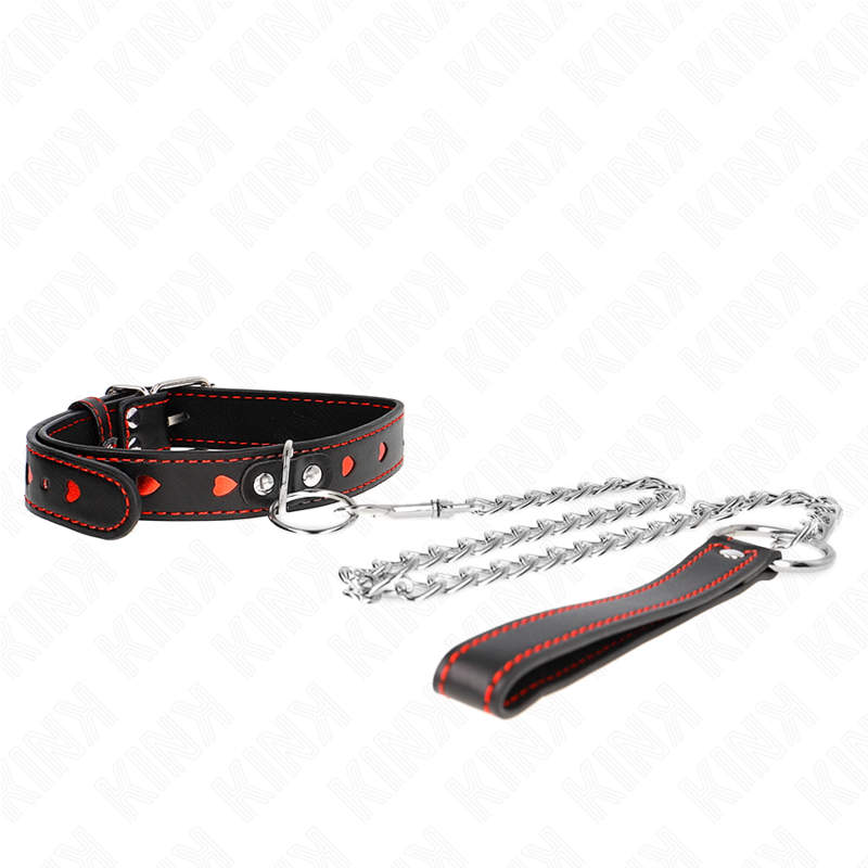KINK - COLLAR WITH LEASH 65 CM HEART DETAILS 52.5 X 2.5 CM