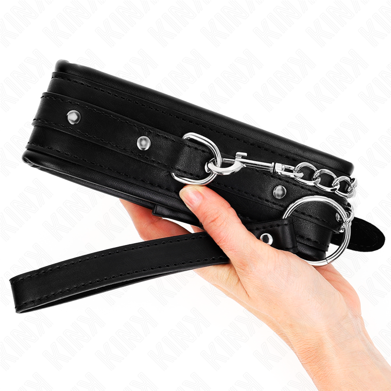 KINK - COLLAR WITH LEASH 65 CM SHINY BUCKLE 48.5 CM X 5.3 CM