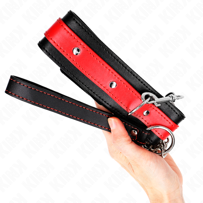 KINK - COLLAR WITH LEASH 65 CM RED ADJUSTABLE 36-43 CM X 5 CM