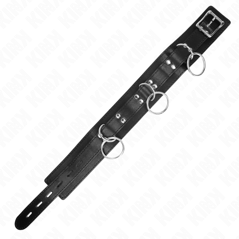 KINK - COLLAR WITH LEASH 80 CM SLAVERY 3 RINGS 53 X 5 CM