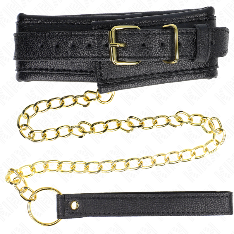 KINK - LEATHERETTE SPONGE COLLAR WITH LEASH MODEL 1 ADJUSTABLE 37-54 CM X 3 CM