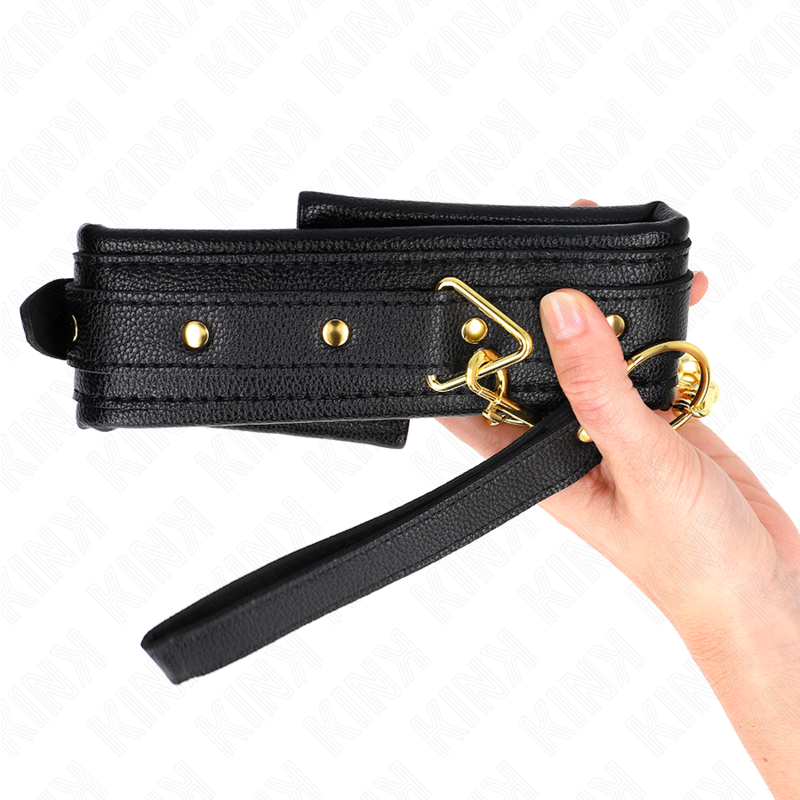 KINK - LEATHERETTE SPONGE COLLAR WITH LEASH MODEL 1 ADJUSTABLE 37-54 CM X 3 CM