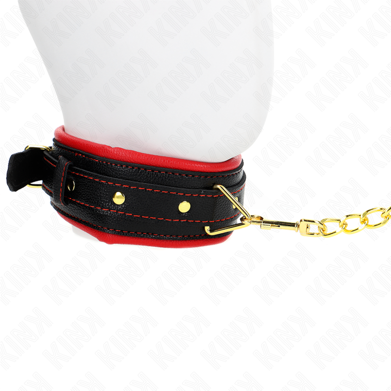 KINK - LEATHERETTE SPONGE COLLAR WITH LEASH MODEL 2 ADJUSTABLE 37-54 CM X 3 CM