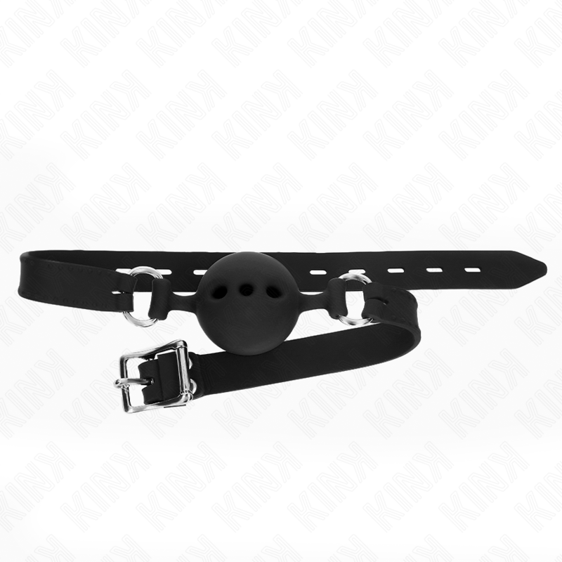 KINK - GAG 55 x 2 CM BALL 5 CM FULL SILICONE SIZE L BLACK ADJUSTABLE 35-51 CM
