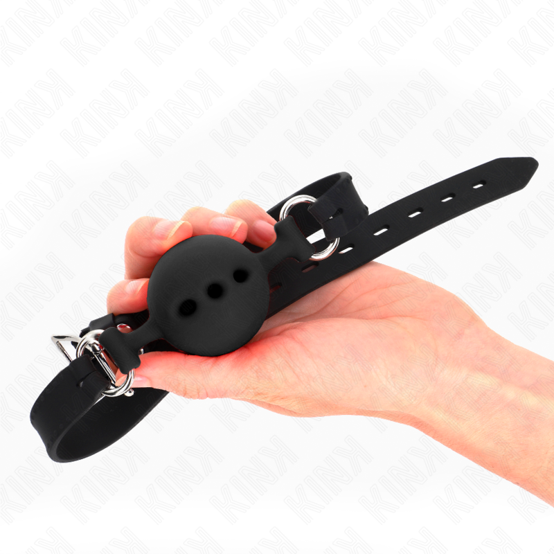 KINK - GAG 55 x 2 CM BALL 5 CM FULL SILICONE SIZE L BLACK ADJUSTABLE 35-51 CM