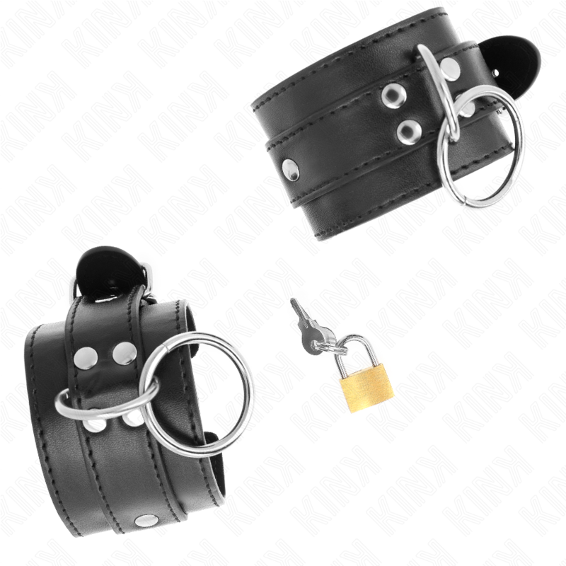 KINK - Adjustable Black Ring Lock Wrist Restraints 20-28cm x 5.5cm