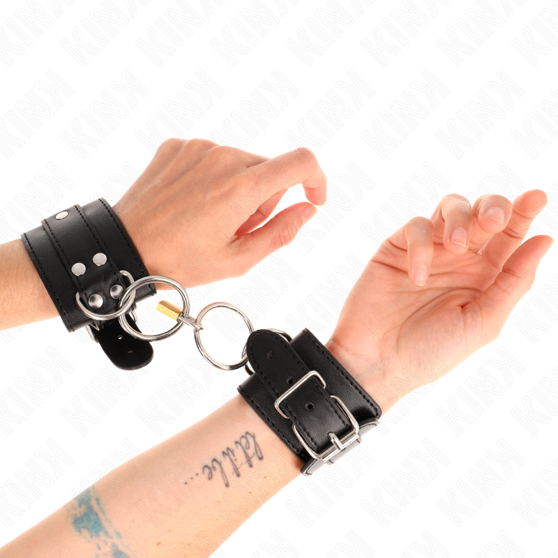 KINK - Adjustable Black Ring Lock Wrist Restraints 20-28cm x 5.5cm