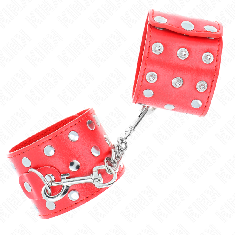 KINK - WRISTBANDS WITH ADJUSTABLE SNAP CLOSURE FULL OF STUDS RED 19-24 CM X 5.5 CM