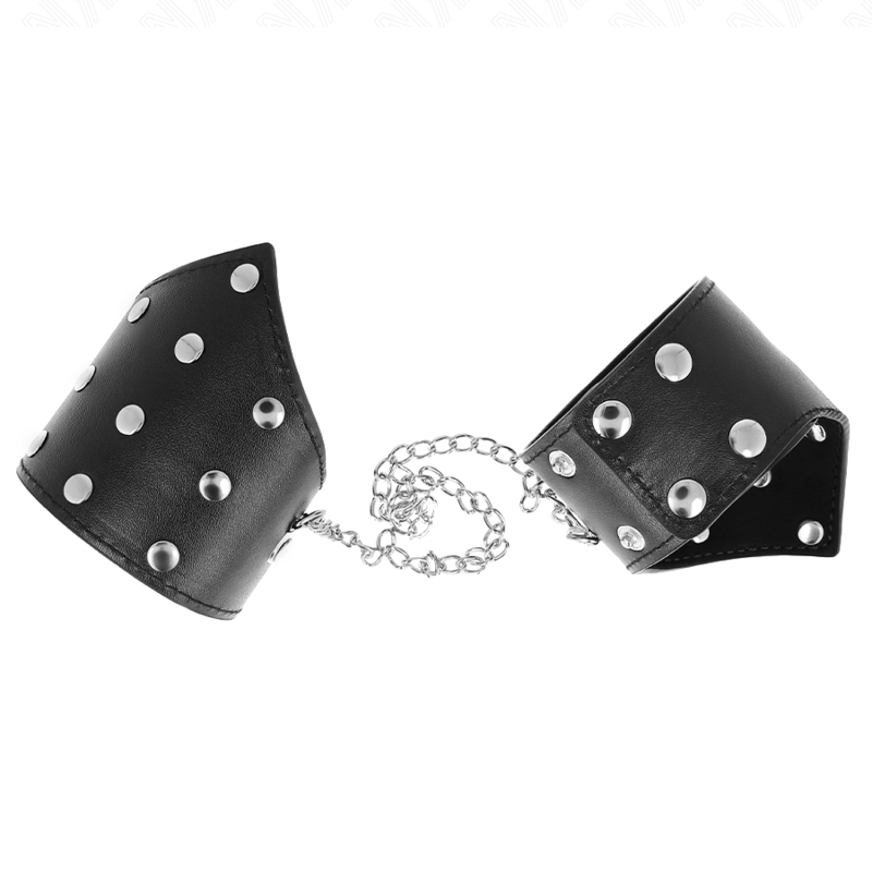 KINK - BLACK POINTED STYLE WRISTBANDS WITH ADJUSTABLE CHAIN 17-23 CM X 8.5 CM