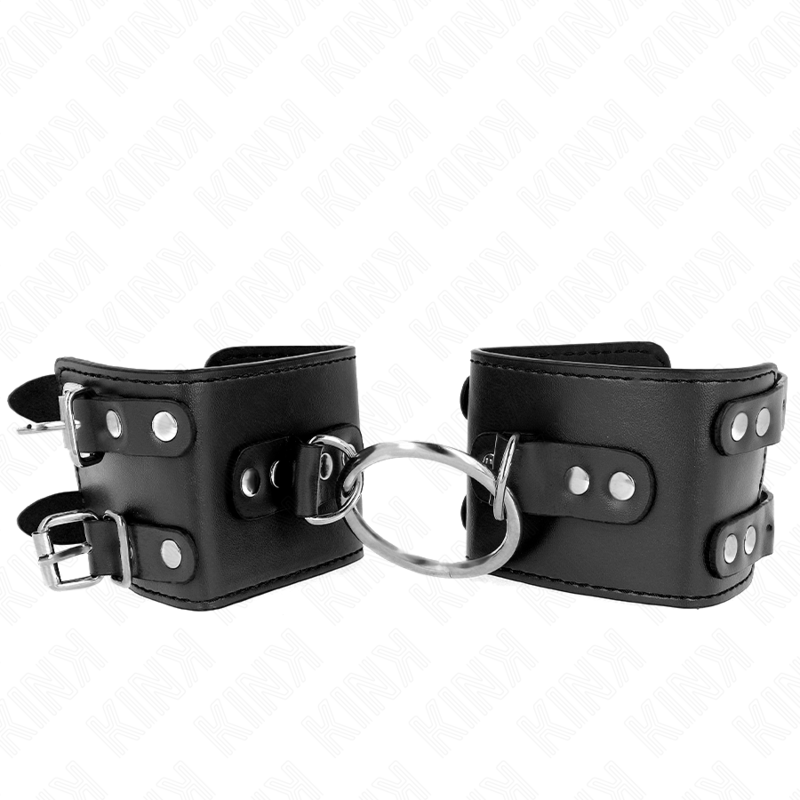 KINK - Adjustable Black Ring and Stud Fixed Wrist Supports 17-22 cm x 6.5 cm