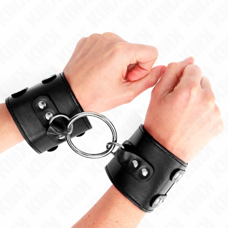 KINK - Adjustable Black Ring and Stud Fixed Wrist Supports 17-22 cm x 6.5 cm